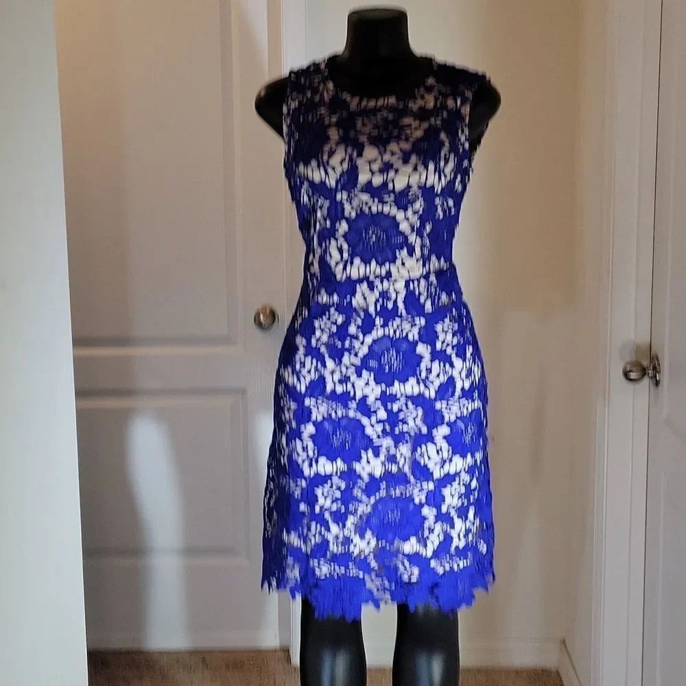 BRAND NEW RYAN MICHELLE LACE SLEEVELESS ROUNDNECK LINE DRESS - Picture 3 of 16